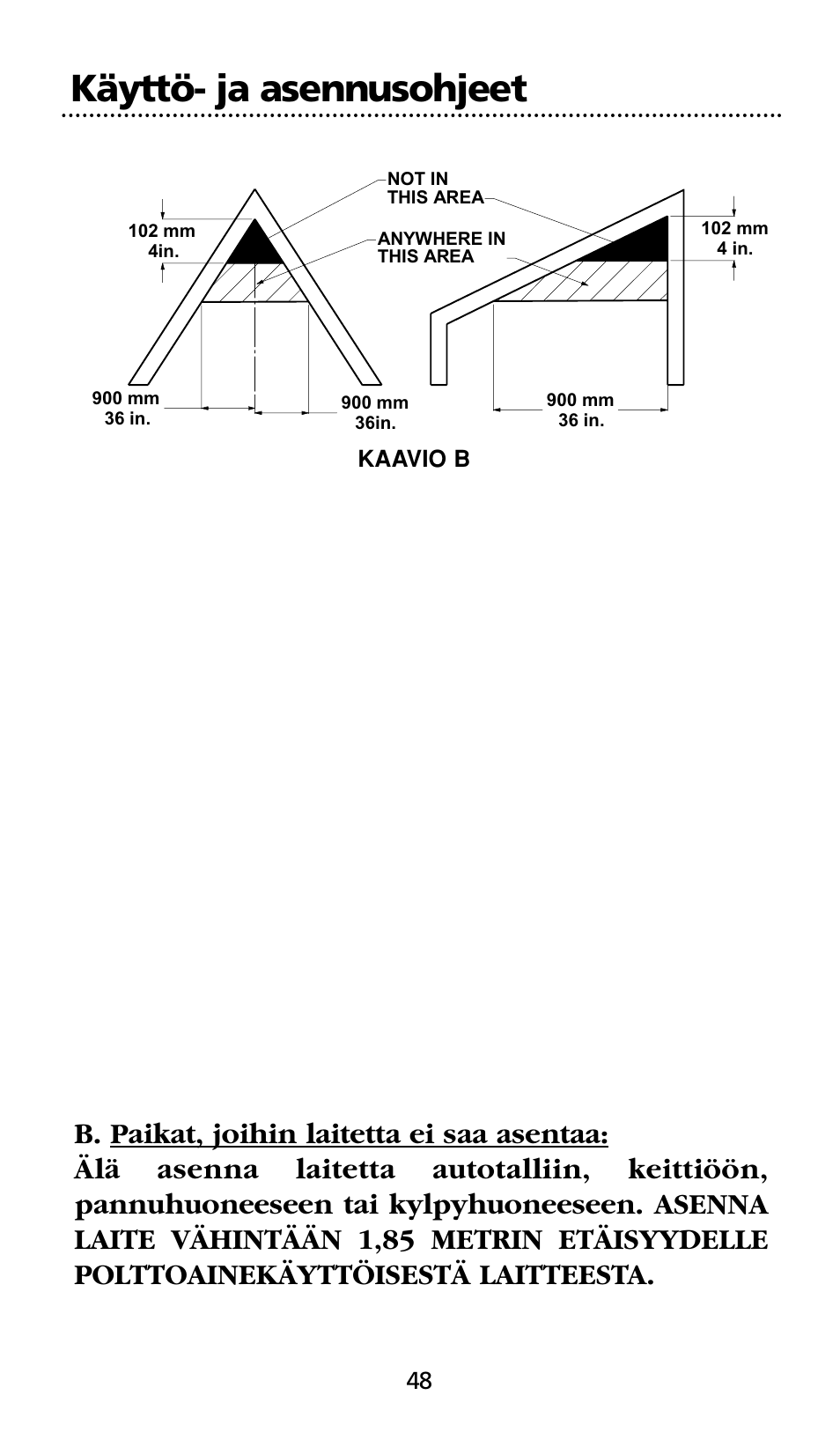 Käyttö- ja asennusohjeet | Kidde SMOKE AND CARBON MONOXIDE ALARM User Manual | Page 48 / 106