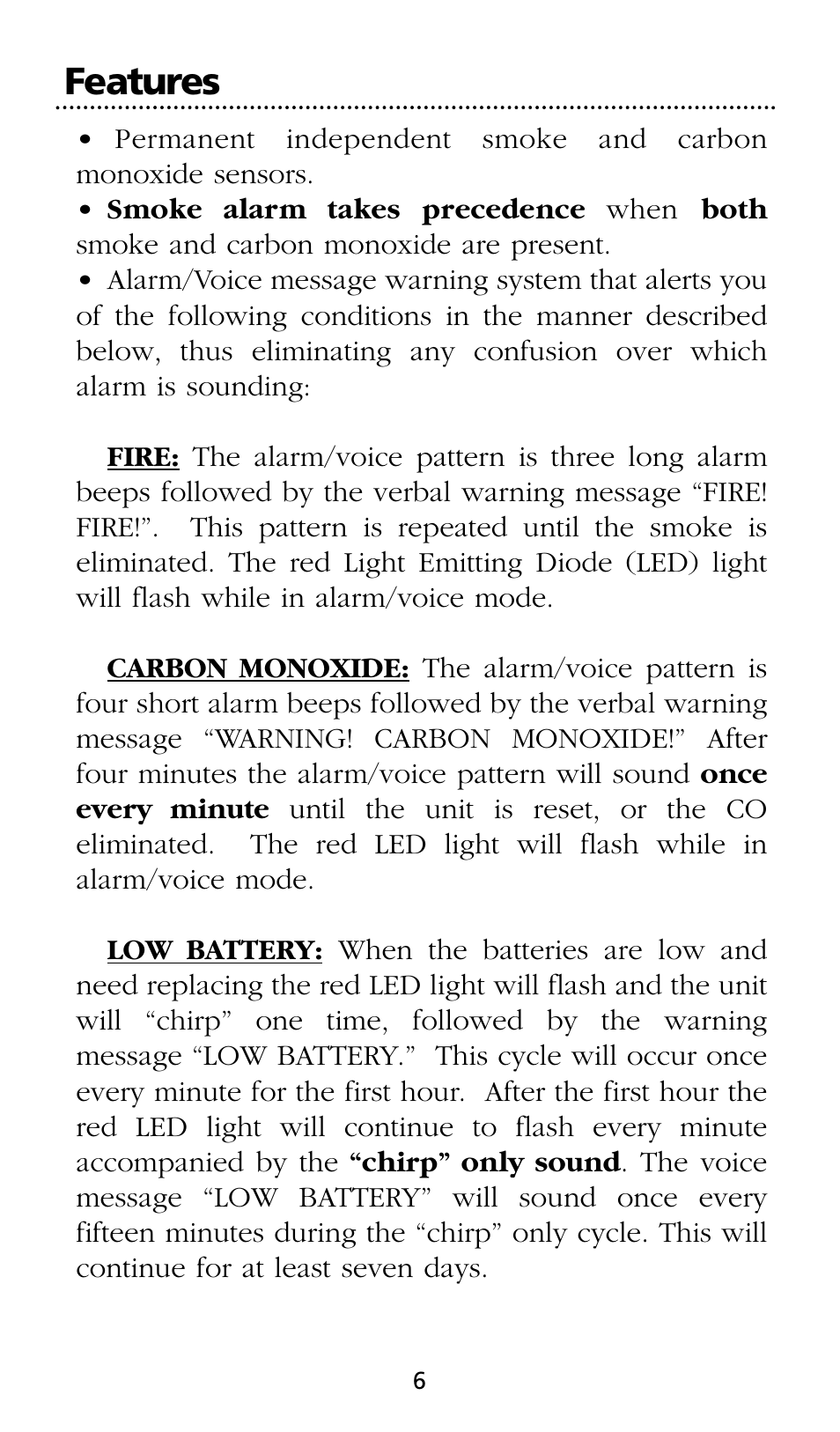 Features | Kidde SMOKE AND CARBON MONOXIDE ALARM User Manual | Page 6 / 106