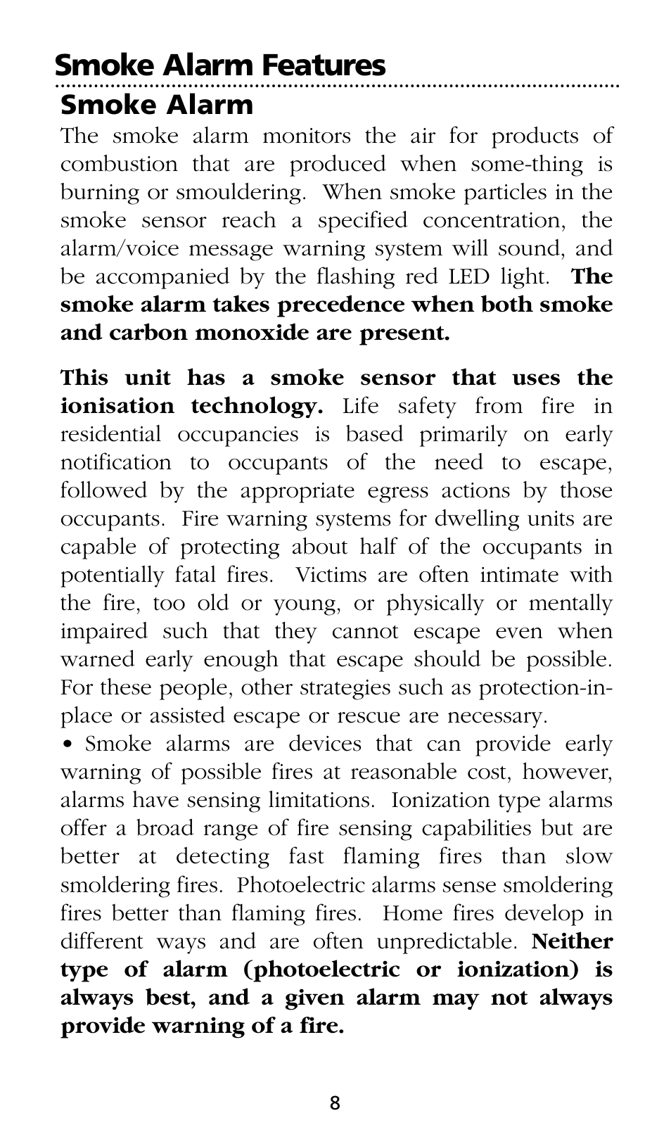 Smoke alarm features | Kidde SMOKE AND CARBON MONOXIDE ALARM User Manual | Page 8 / 106