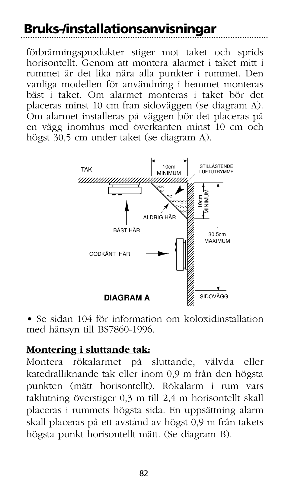 Bruks-/installationsanvisningar | Kidde SMOKE AND CARBON MONOXIDE ALARM User Manual | Page 82 / 106