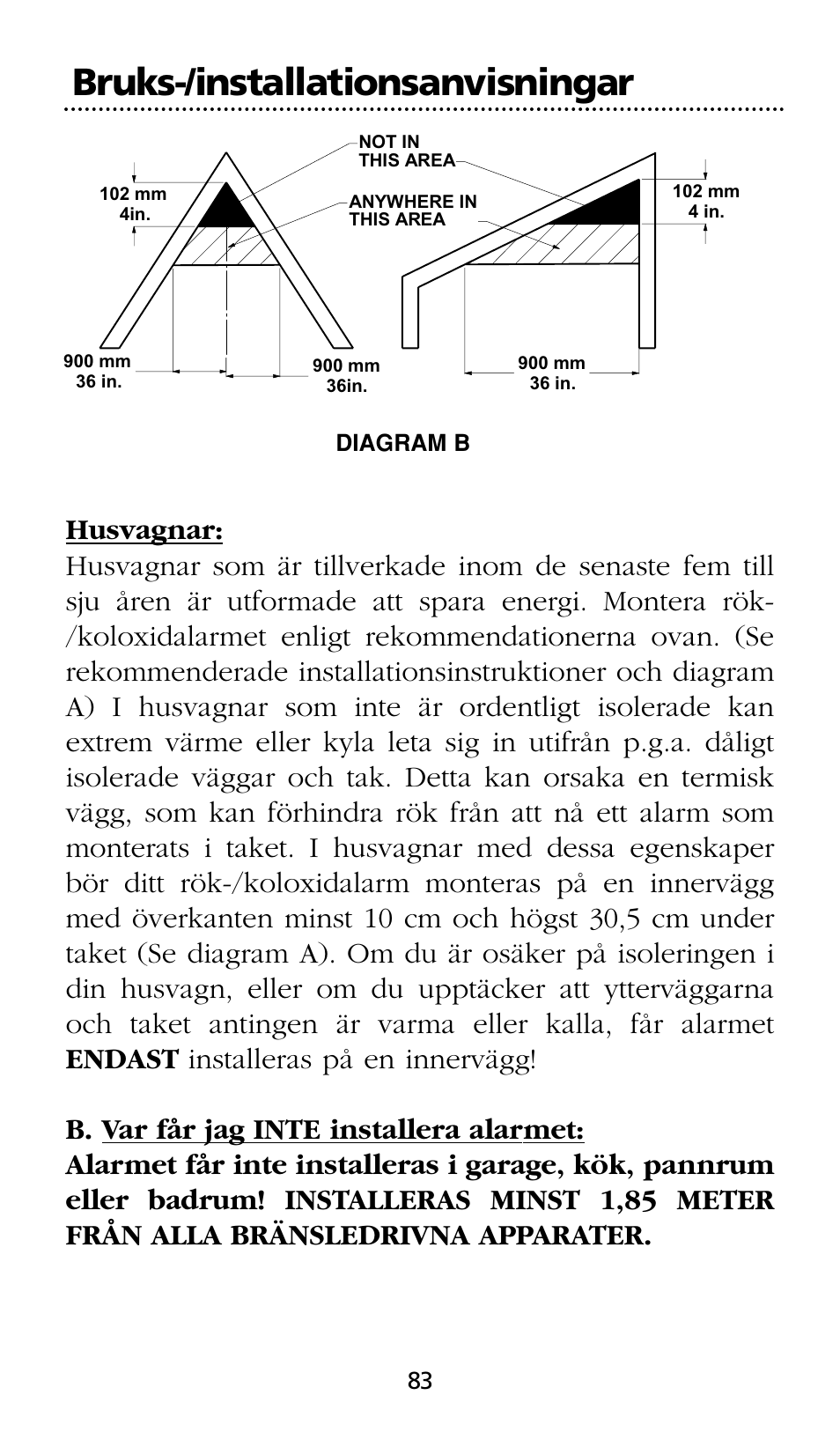 Bruks-/installationsanvisningar | Kidde SMOKE AND CARBON MONOXIDE ALARM User Manual | Page 83 / 106