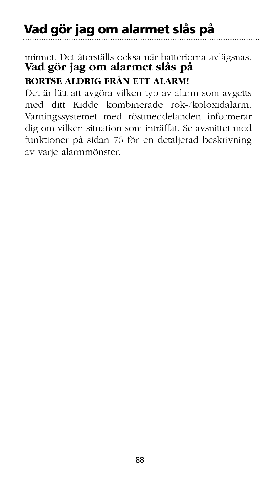 Vad gör jag om alarmet slås pе | Kidde SMOKE AND CARBON MONOXIDE ALARM User Manual | Page 88 / 106