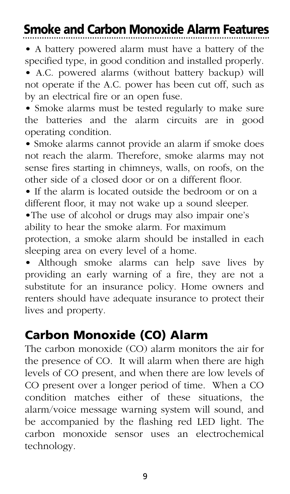 Smoke and carbon monoxide alarm features | Kidde SMOKE AND CARBON MONOXIDE ALARM User Manual | Page 9 / 106