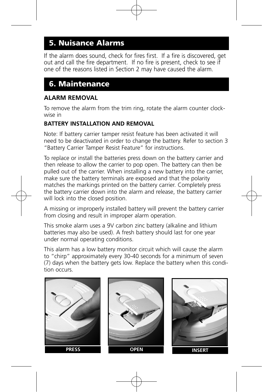 Nuisance alarms 6. maintenance | Kidde I9070 User Manual | Page 11 / 17