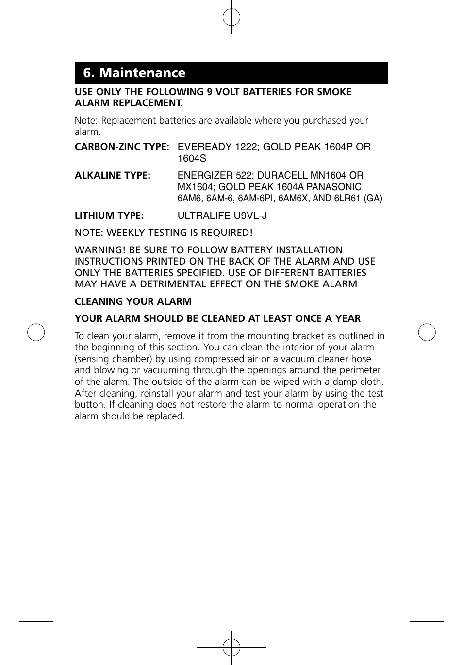 Maintenance | Kidde I9070 User Manual | Page 12 / 17