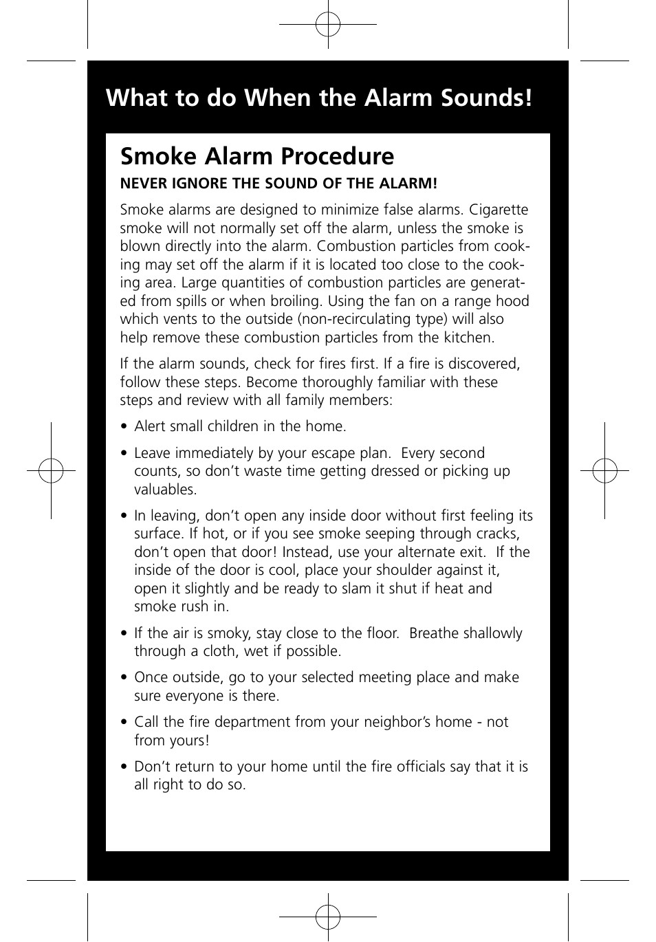 Smoke alarm procedure, What to do when the alarm sounds | Kidde I9070 User Manual | Page 2 / 17