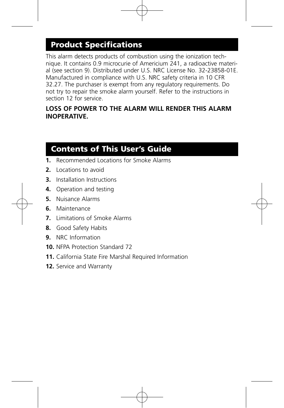 Contents of this user’s guide, Product specifications | Kidde I9070 User Manual | Page 4 / 17