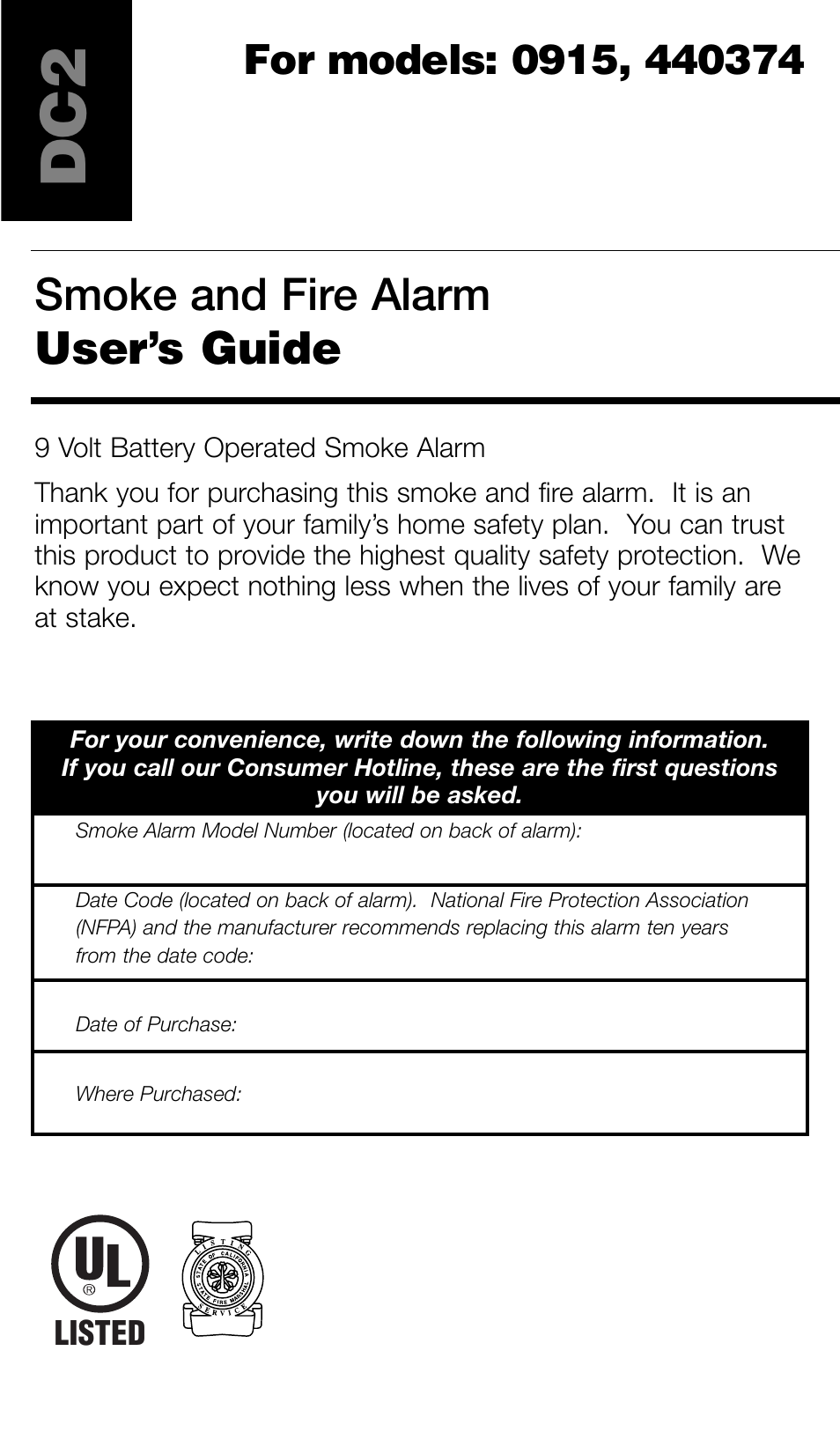 Kidde 440374 User Manual | 6 pages