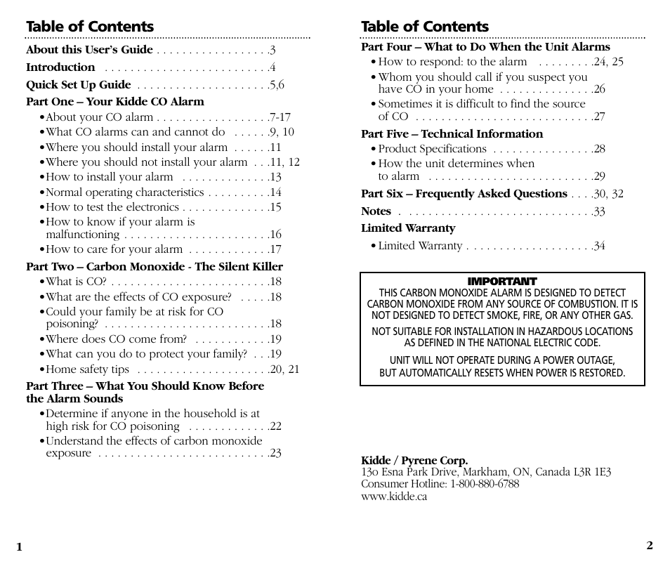 Kidde KN-COB-DP-H User Manual | Page 2 / 19