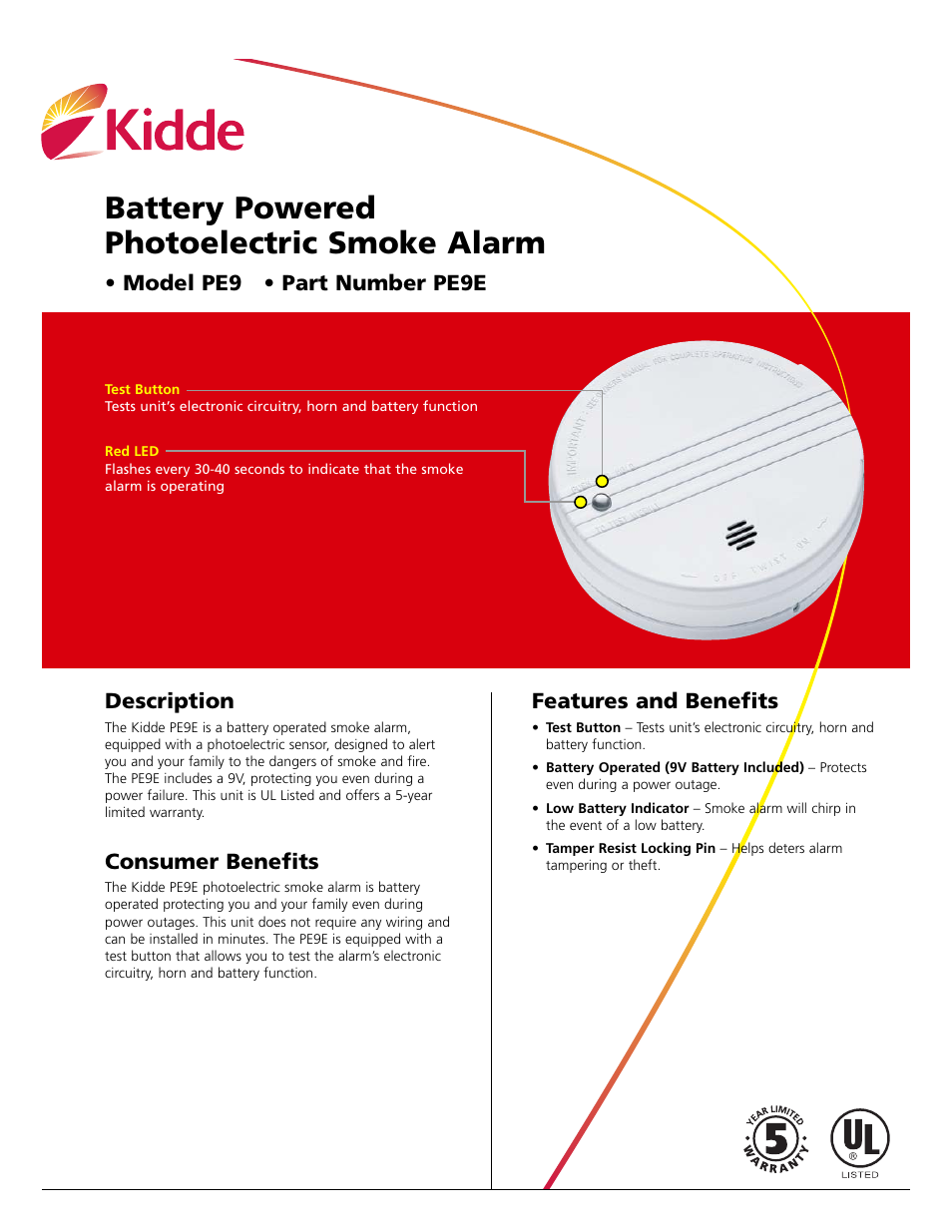 Kidde PE9 User Manual | 2 pages