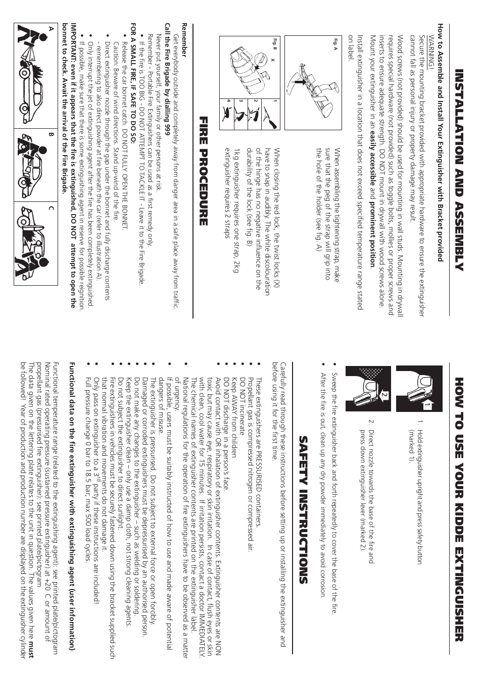 Safety instructions, Fire procedure | Kidde 924825/00 User Manual | Page 2 / 2