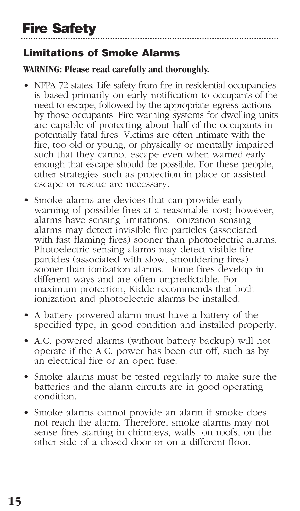 Fire safety | Kidde PI9000CA User Manual | Page 16 / 20