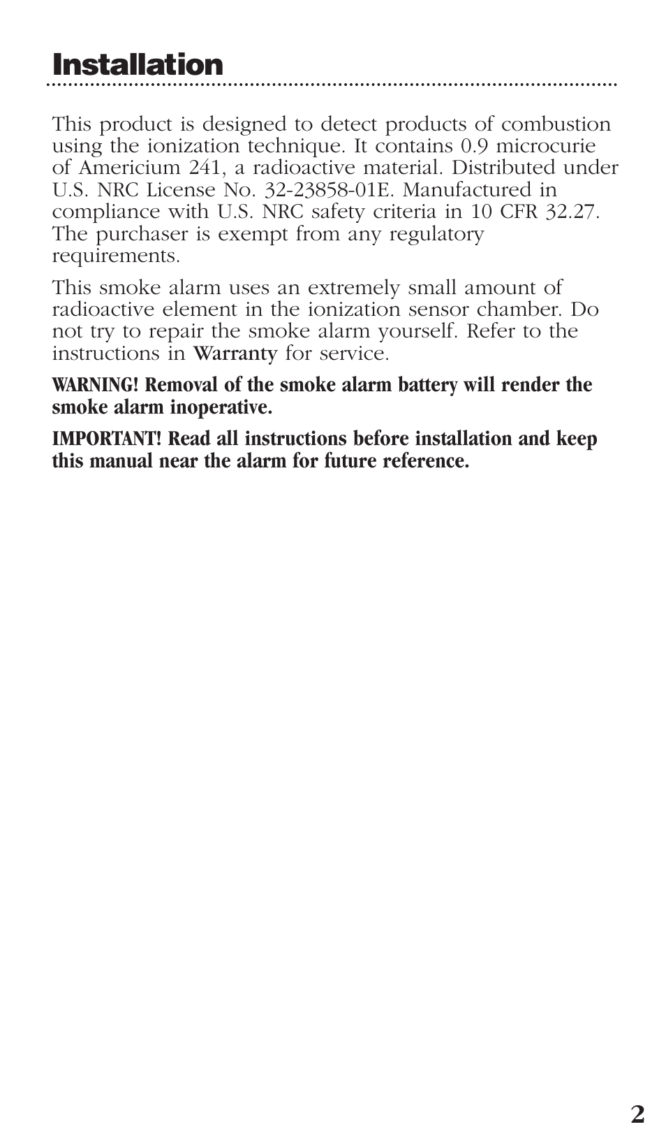 Installation | Kidde 0976CA User Manual | Page 3 / 22