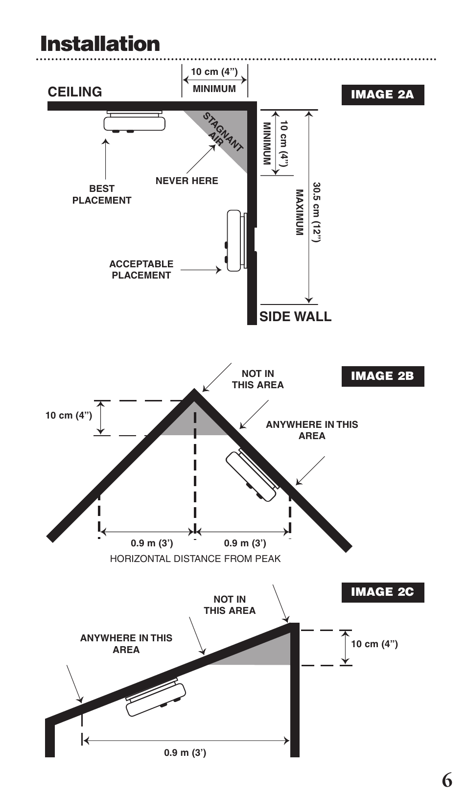 Installation, Ceiling, Side wall | Kidde 0976CA User Manual | Page 7 / 22