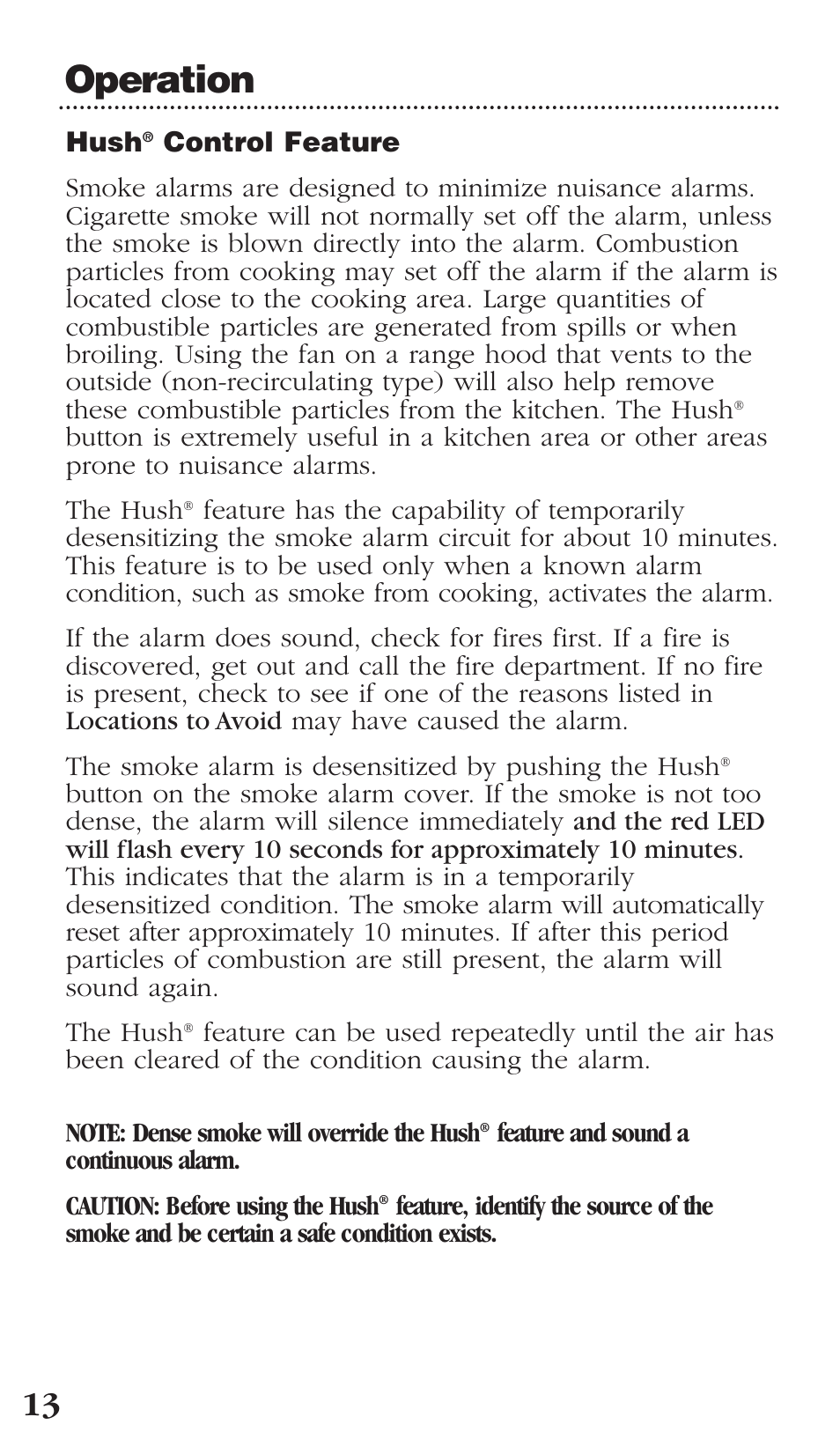 Operation | Kidde PI2000CA User Manual | Page 14 / 24