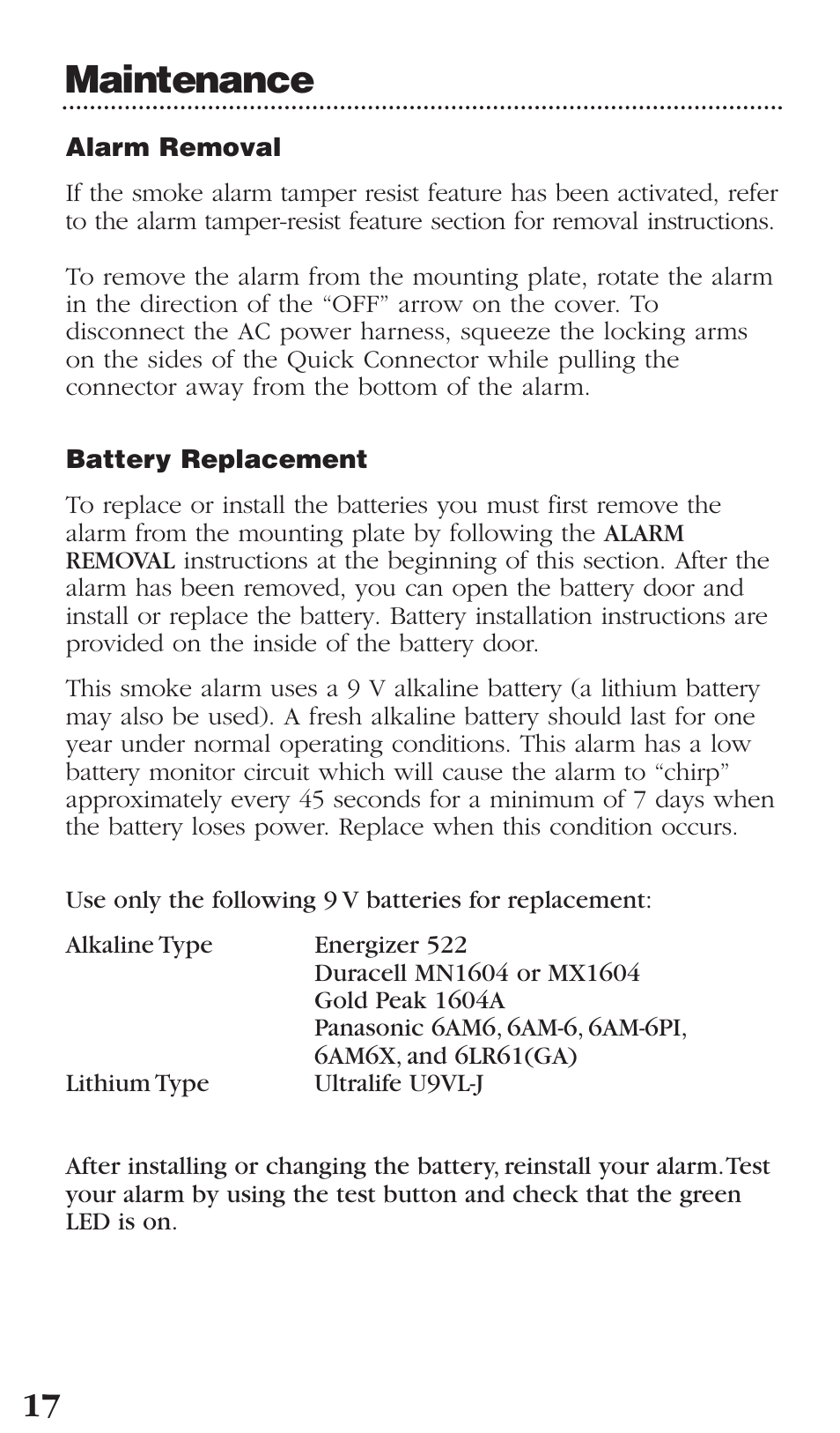 Maintenance | Kidde PI2000CA User Manual | Page 18 / 24