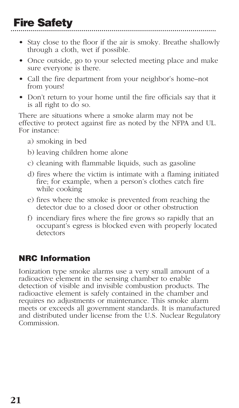 Fire safety | Kidde PI2000CA User Manual | Page 22 / 24