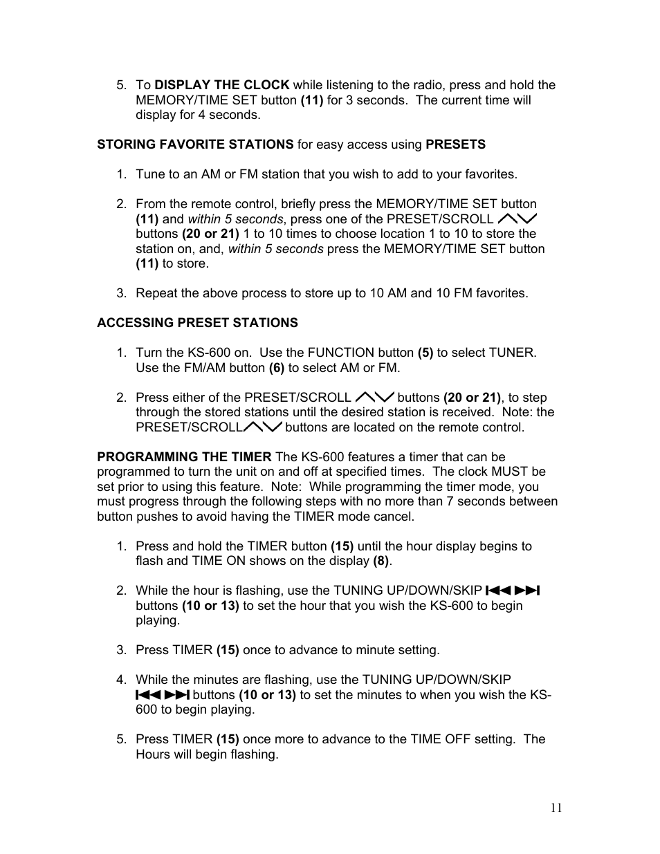 KLH MUSICDOCK KS-600 User Manual | Page 11 / 20