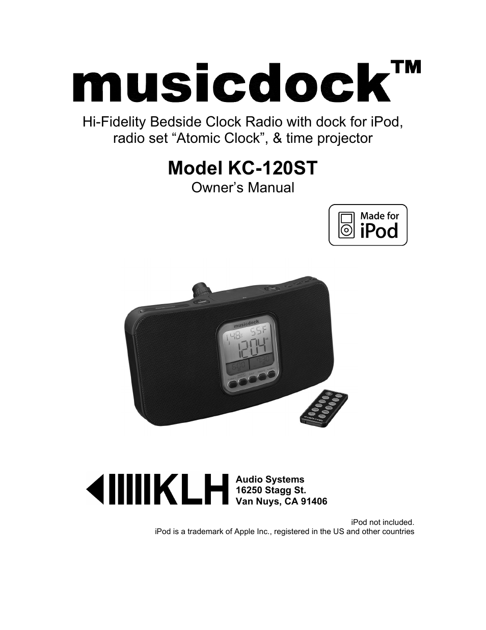 KLH HI-FIDELITY BEDSIDE CLOCK RADIO KC-120ST User Manual | 17 pages