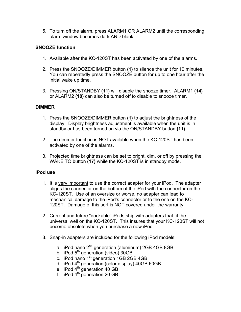 KLH HI-FIDELITY BEDSIDE CLOCK RADIO KC-120ST User Manual | Page 15 / 17