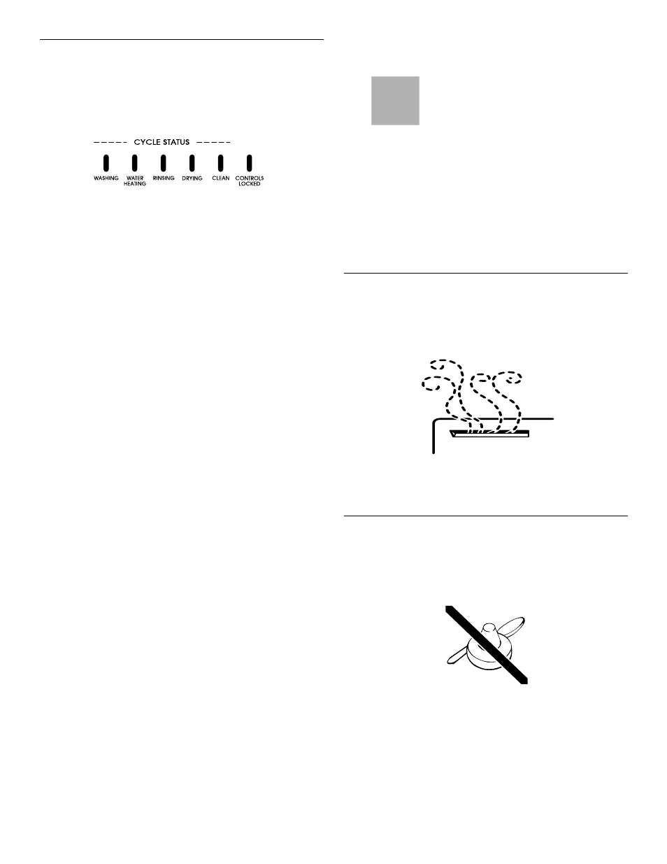 Cycle status indicators, Drying system, Overfill protection float | Kirkland Signature WHIRLPOOL 8051560 User Manual | Page 14 / 24