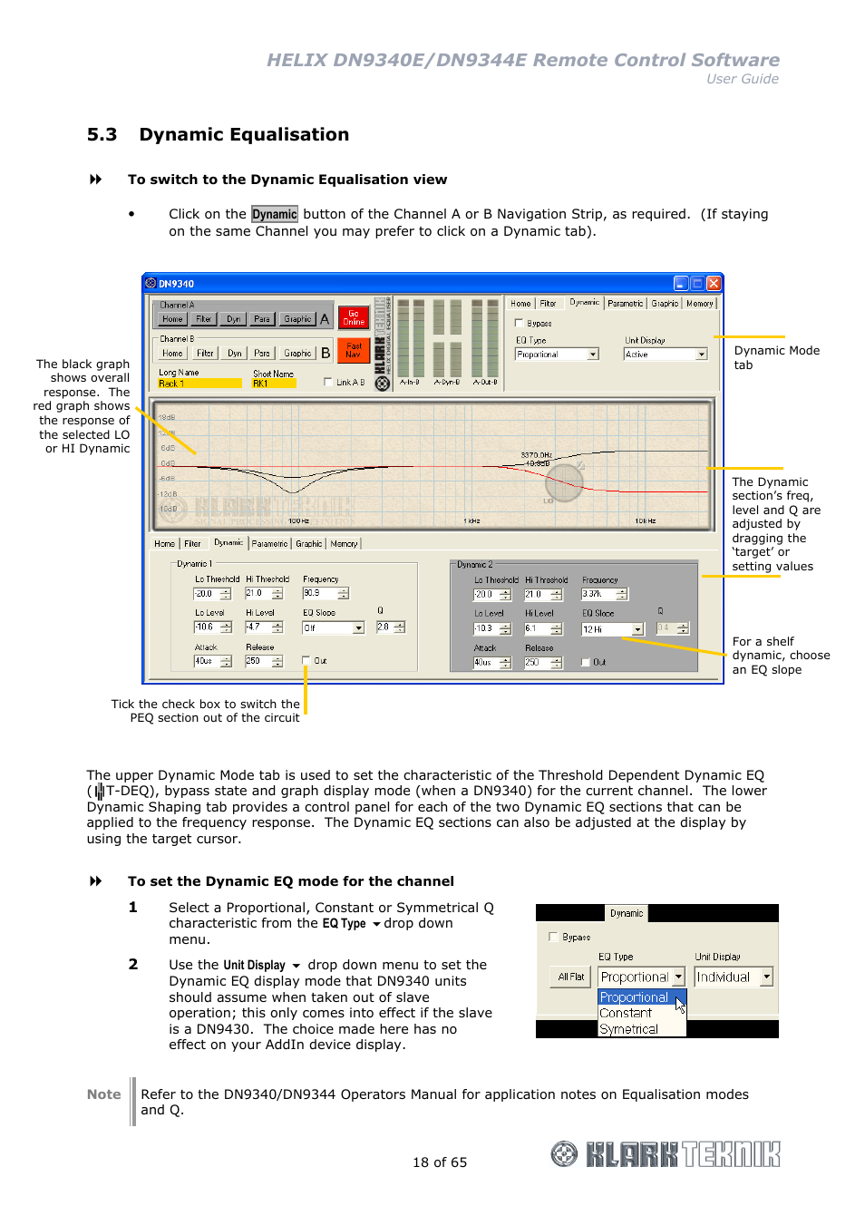 3 dynamic equalisation | Klark Teknik DN9344E User Manual | Page 18 / 65