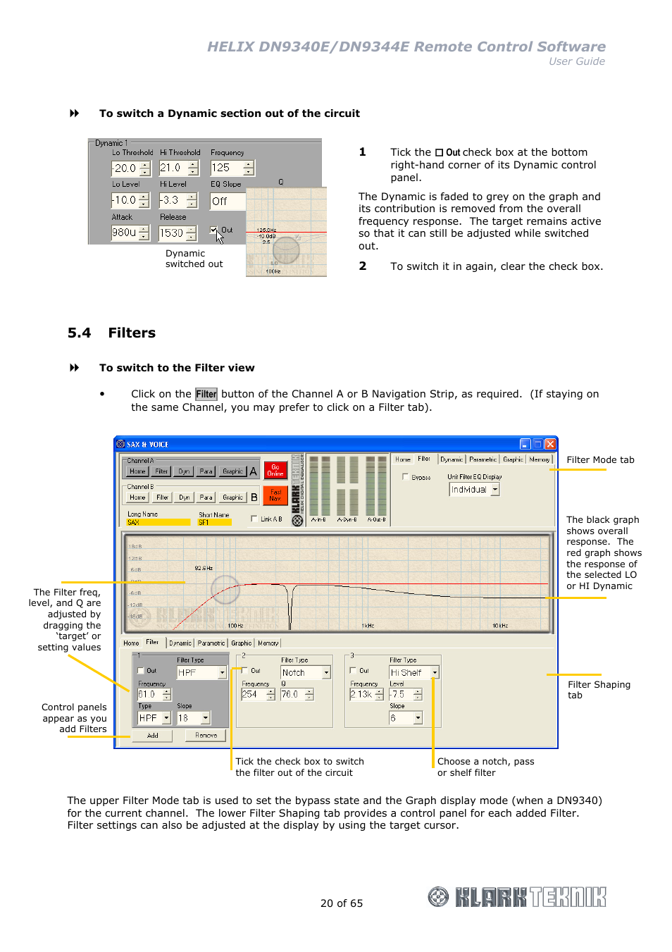 4 filters | Klark Teknik DN9344E User Manual | Page 20 / 65