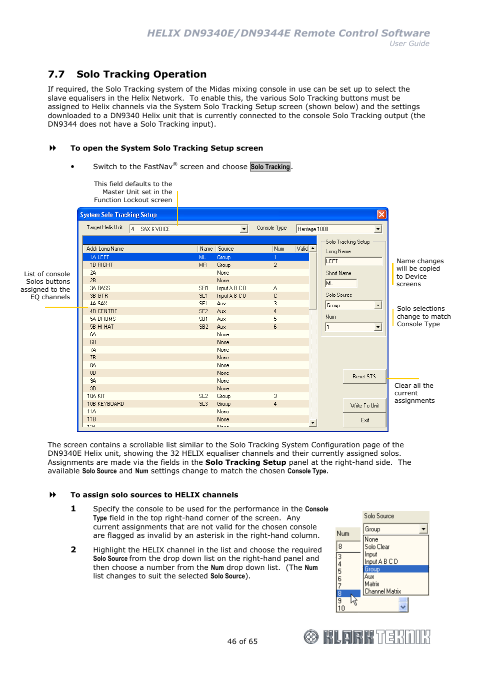 7 solo tracking operation | Klark Teknik DN9344E User Manual | Page 46 / 65