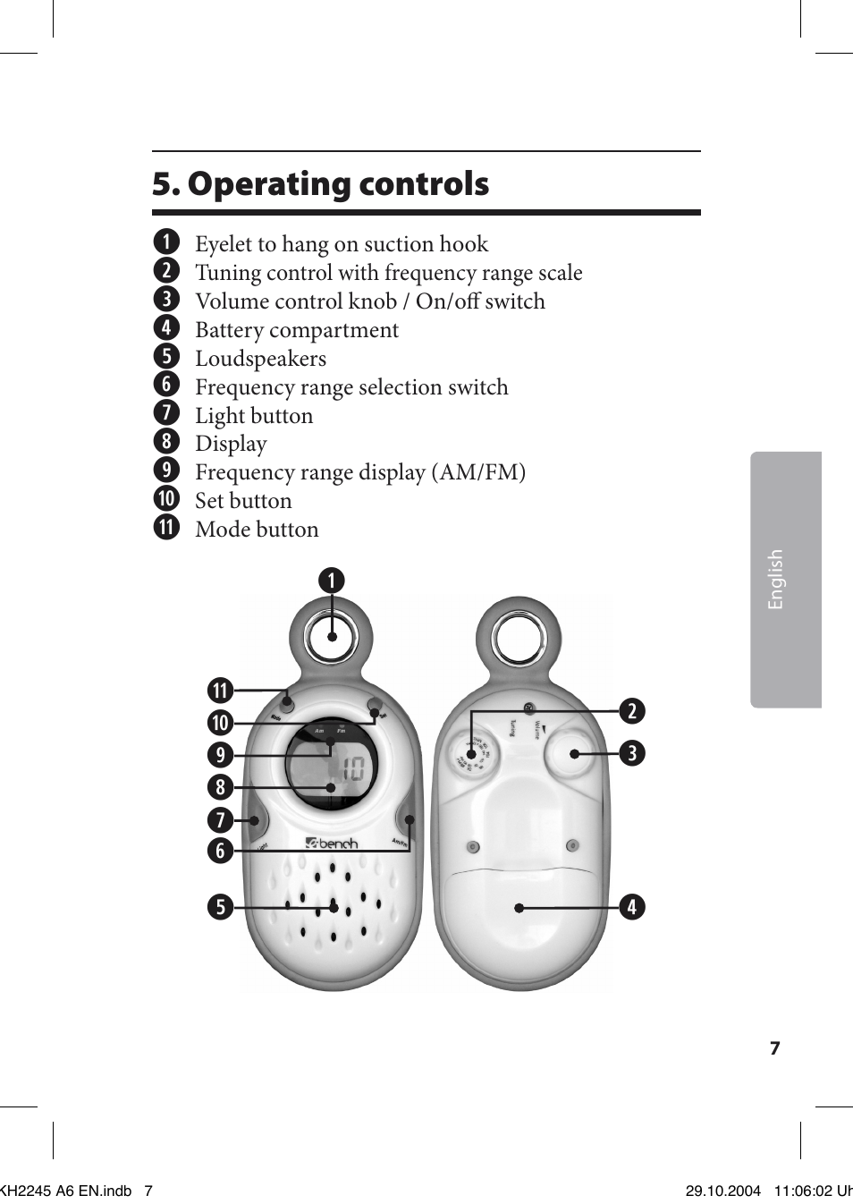 Operating controls q | Kompernass Bench KH 2245 User Manual | Page 7 / 20