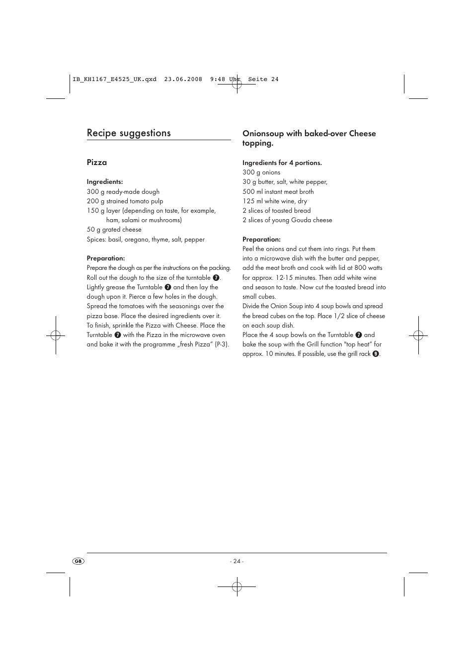 Recipe suggestions | Kompernass KH1167 User Manual | Page 26 / 33