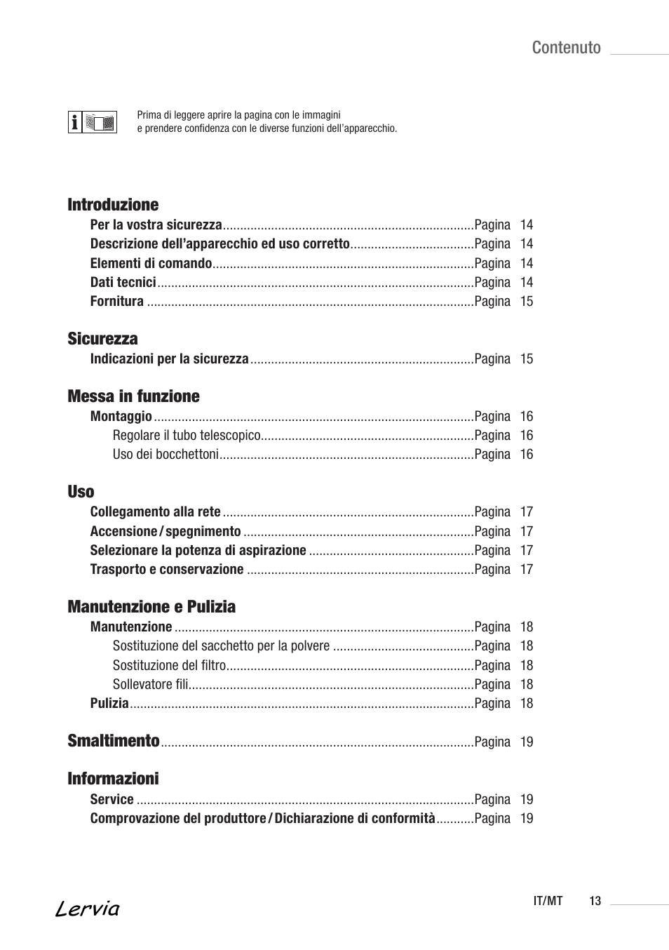 Contenuto, Introduzione, Sicurezza | Messa in funzione, Manutenzione e pulizia, Smaltimento, Informazioni | Kompernass KH 3158 User Manual | Page 11 / 34