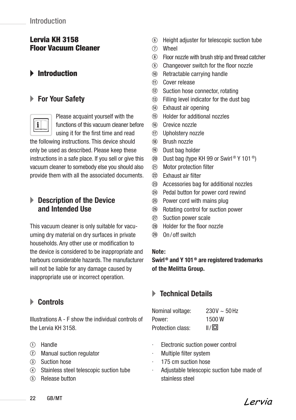Adescription of the device and intended use, Acontrols, Atechnical details | Kompernass KH 3158 User Manual | Page 20 / 34