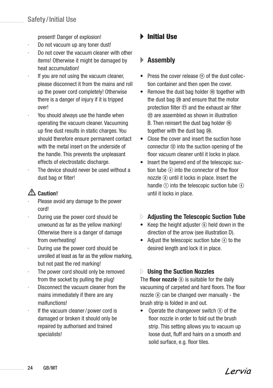 A initial use a assembly, Safety / initial use | Kompernass KH 3158 User Manual | Page 22 / 34