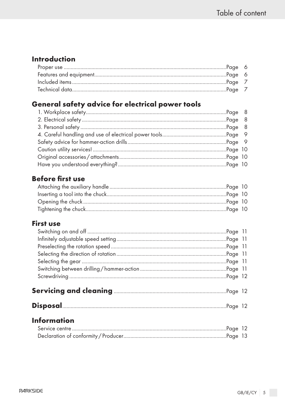 Table of content | Kompernass PSBM 850 User Manual | Page 3 / 11
