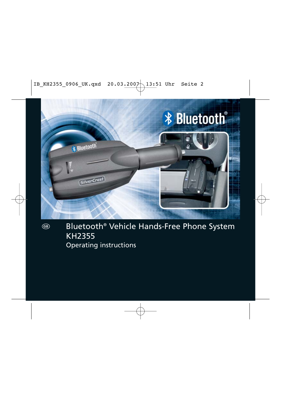 Bluetooth, Vehicle hands-free phone system kh2355 | Kompernass KH 2355 User Manual | Page 2 / 24