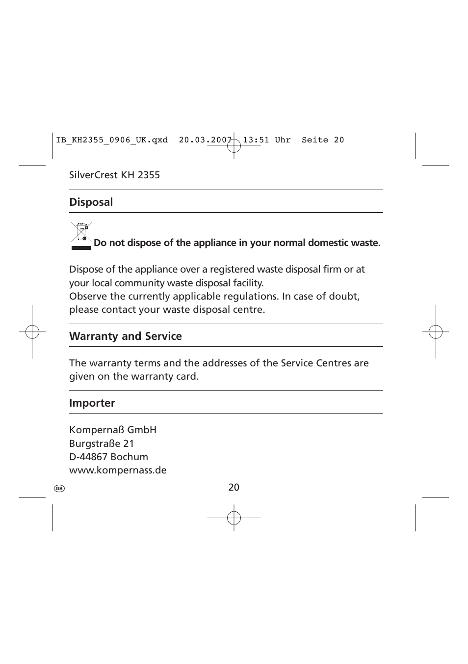 Kompernass KH 2355 User Manual | Page 22 / 24