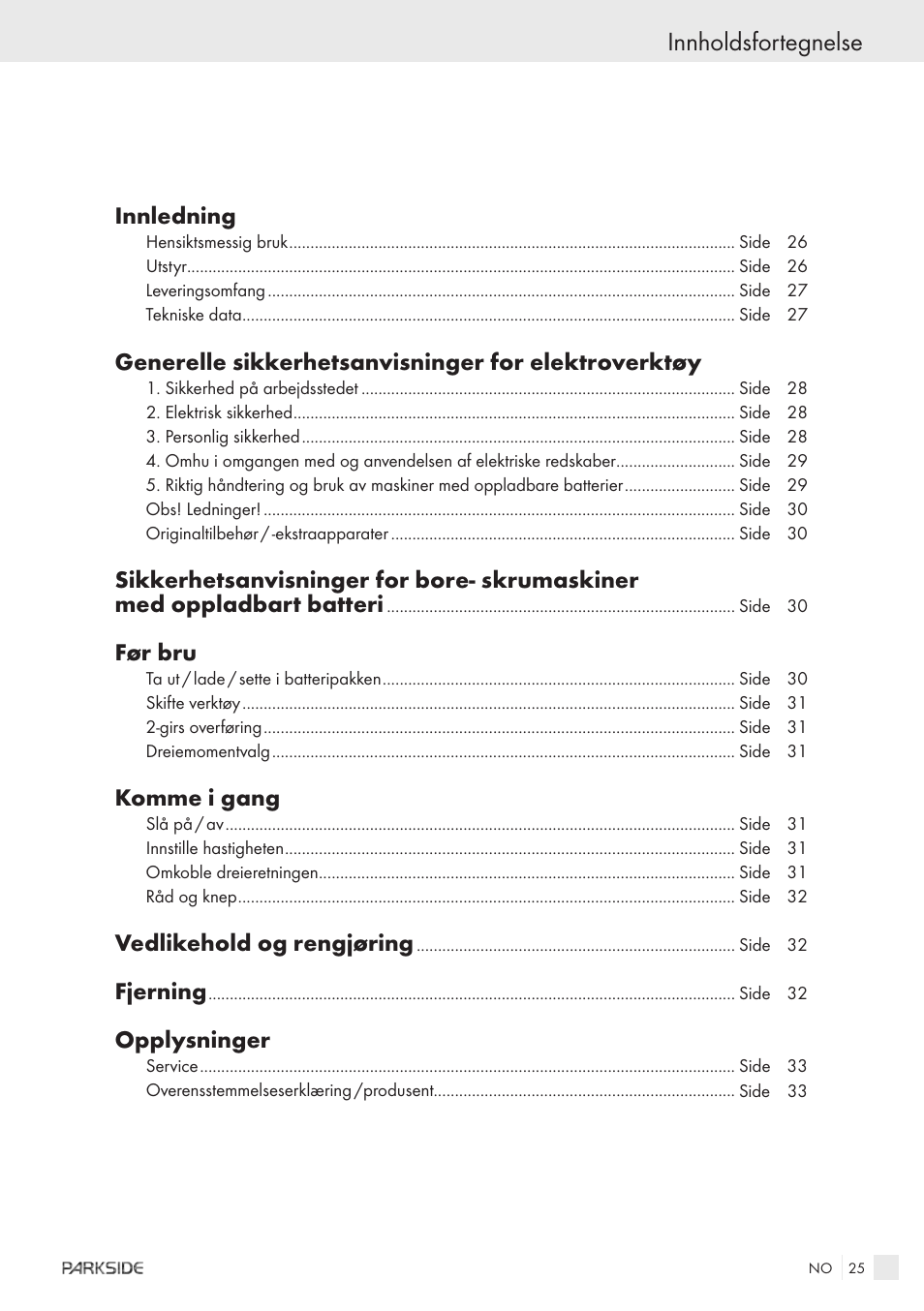 Innholdsfortegnelse | Kompernass KH 3188 User Manual | Page 23 / 31