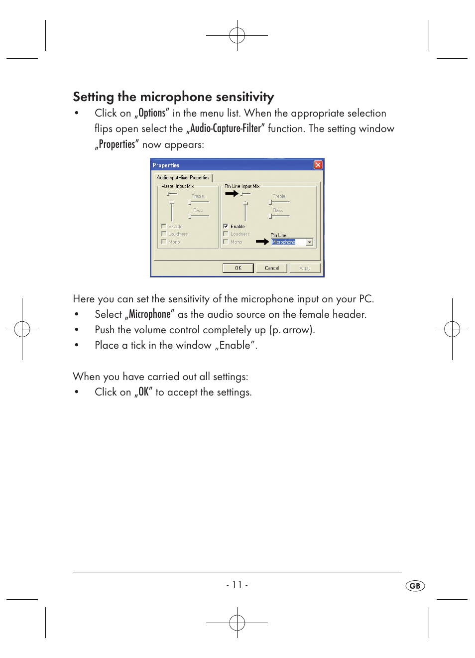 Setting the microphone sensitivity | Kompernass KH 2346 User Manual | Page 13 / 28