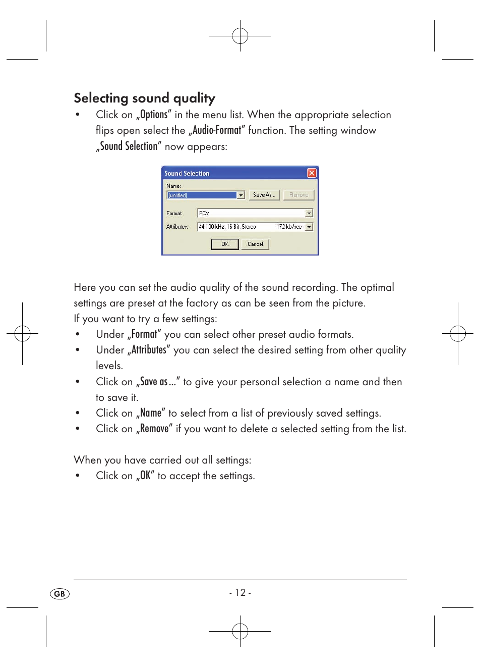 Selecting sound quality | Kompernass KH 2346 User Manual | Page 14 / 28
