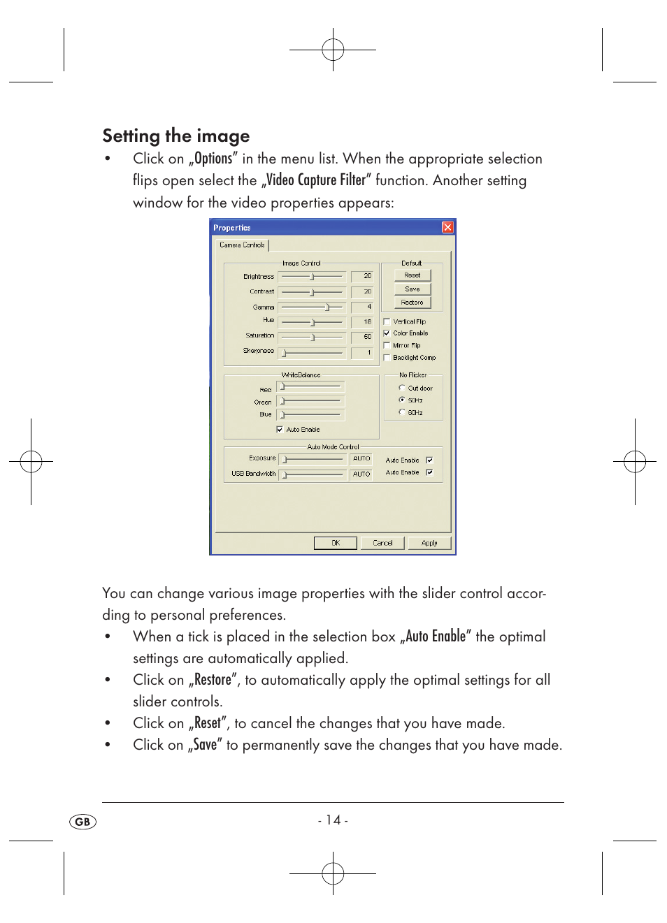 Setting the image | Kompernass KH 2346 User Manual | Page 16 / 28