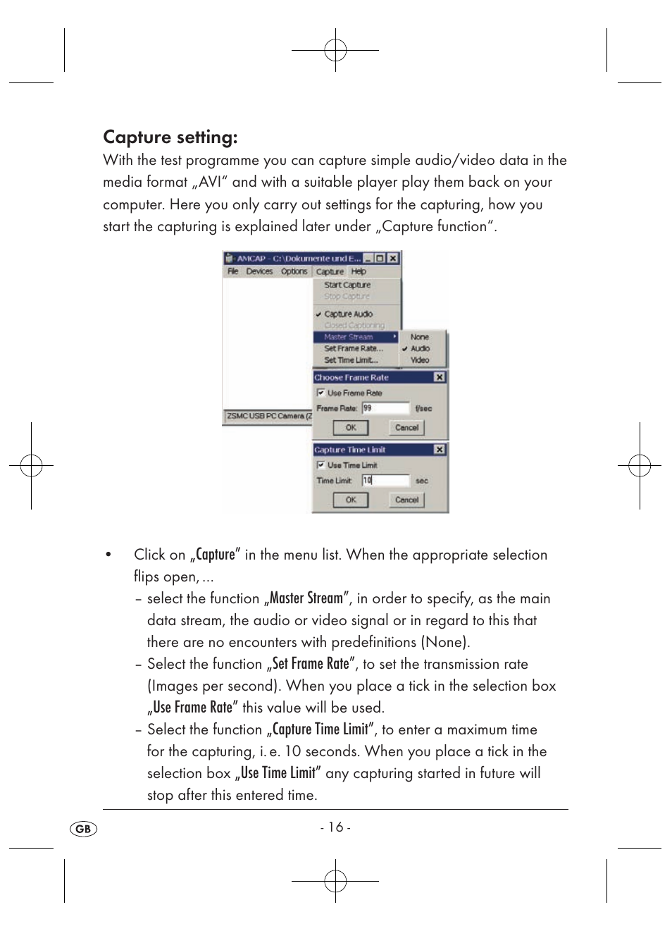 Capture setting | Kompernass KH 2346 User Manual | Page 18 / 28
