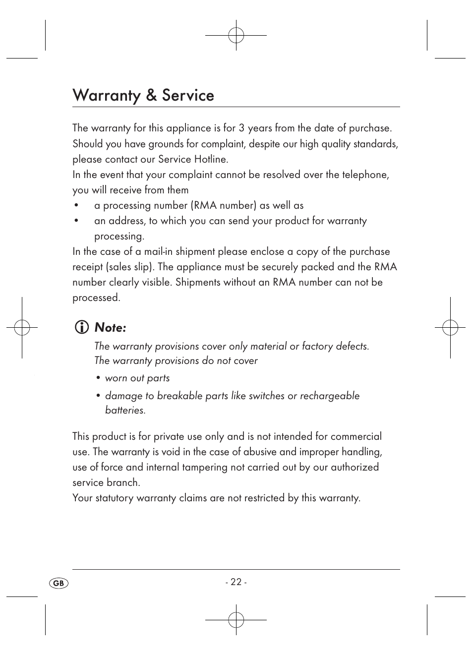 Warranty & service | Kompernass KH 2346 User Manual | Page 24 / 28