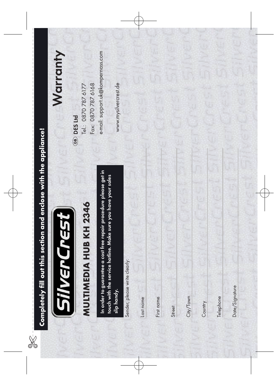Warranty, Mul timedia hub kh 23 46 | Kompernass KH 2346 User Manual | Page 27 / 28