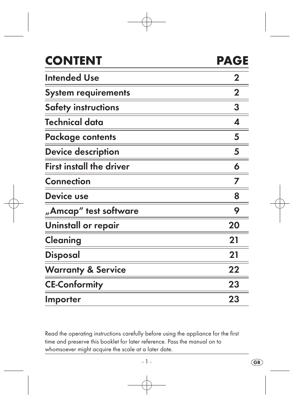 Content page | Kompernass KH 2346 User Manual | Page 3 / 28