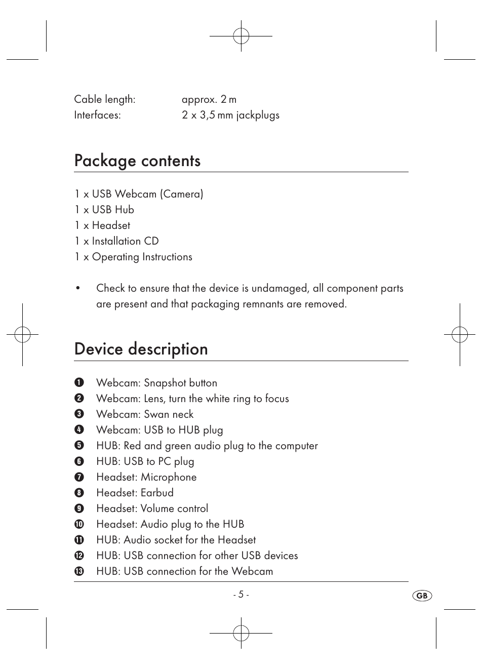 Package contents, Device description | Kompernass KH 2346 User Manual | Page 7 / 28