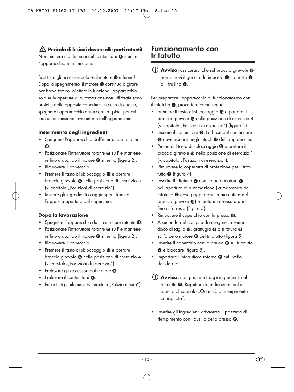 Funzionamento con tritatutto | Kompernass Food Processor KH 701 User Manual | Page 17 / 42