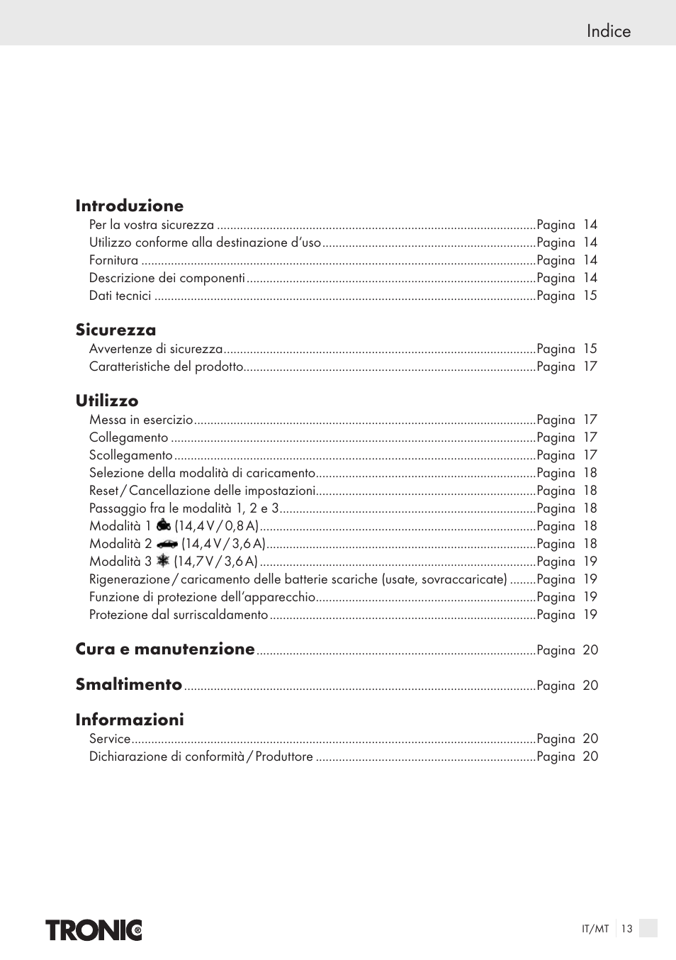 Indice | Kompernass T4X User Manual | Page 11 / 34