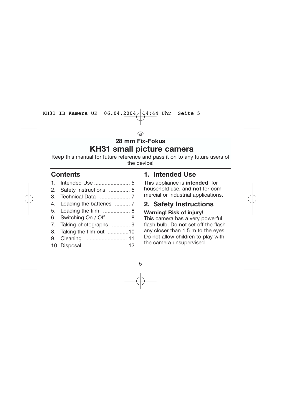 Kh31 small picture camera | Kompernass KH 31 User Manual | Page 3 / 12