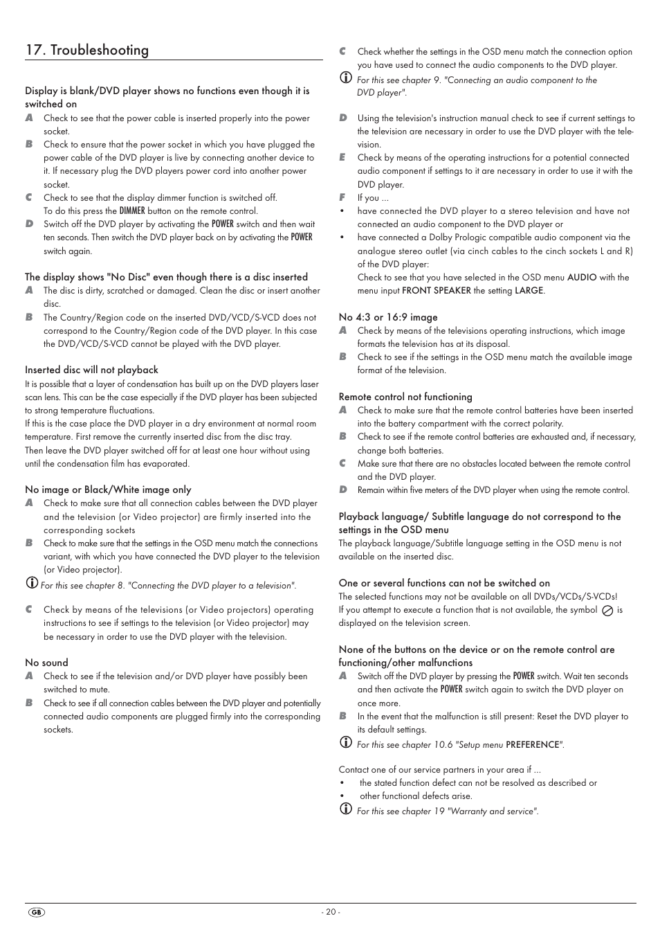 Troubleshooting | Kompernass SILVERCREST KH6525 User Manual | Page 22 / 26