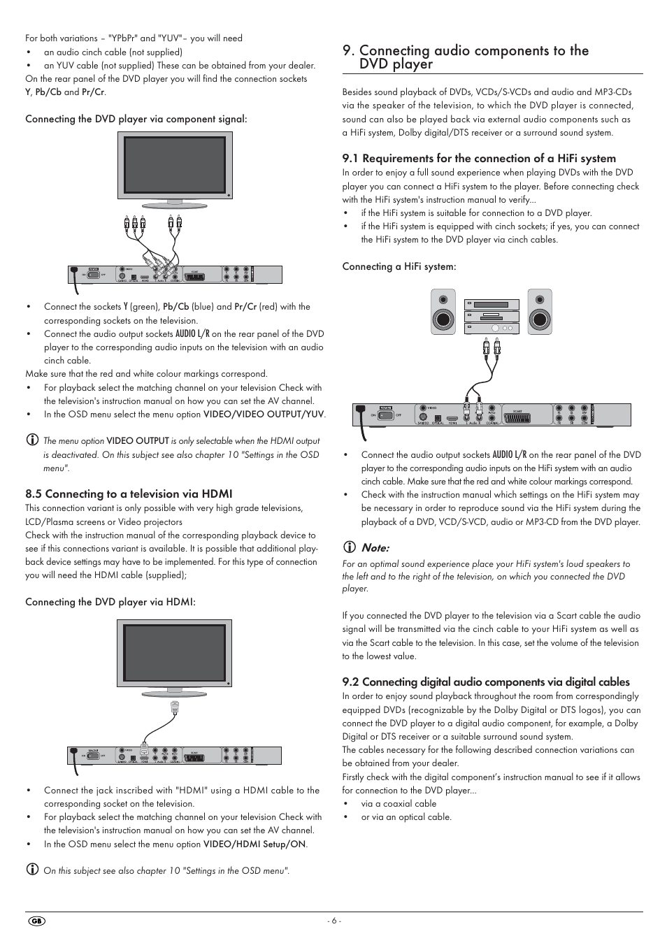 Connecting audio components to the dvd player | Kompernass SILVERCREST KH6525 User Manual | Page 8 / 26